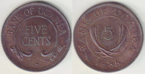 1966 Uganda 5 Cents (Unc) A008056